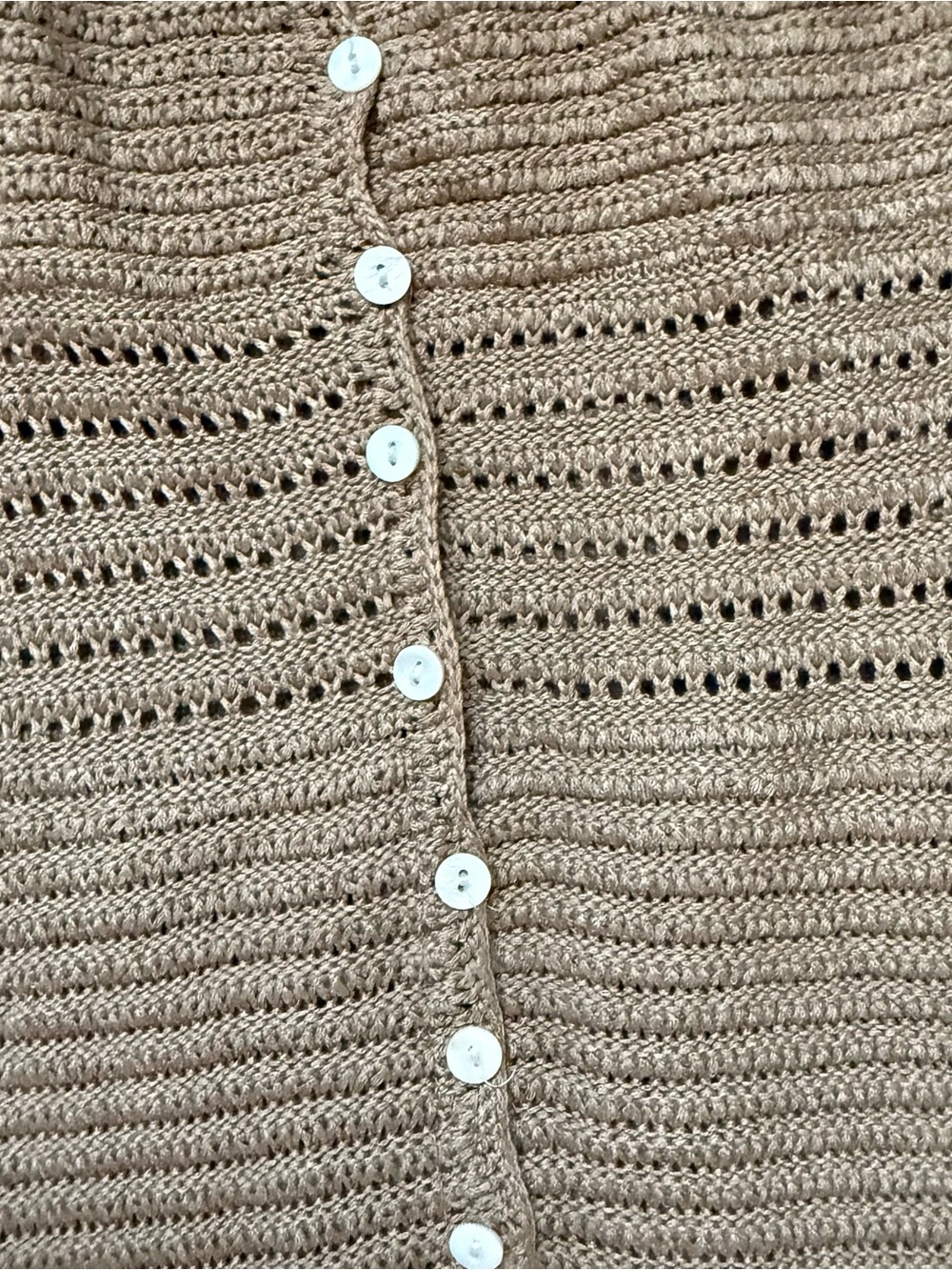 Vici Tan Crochet Button-Front Mini Dress - Picture 3 of 4